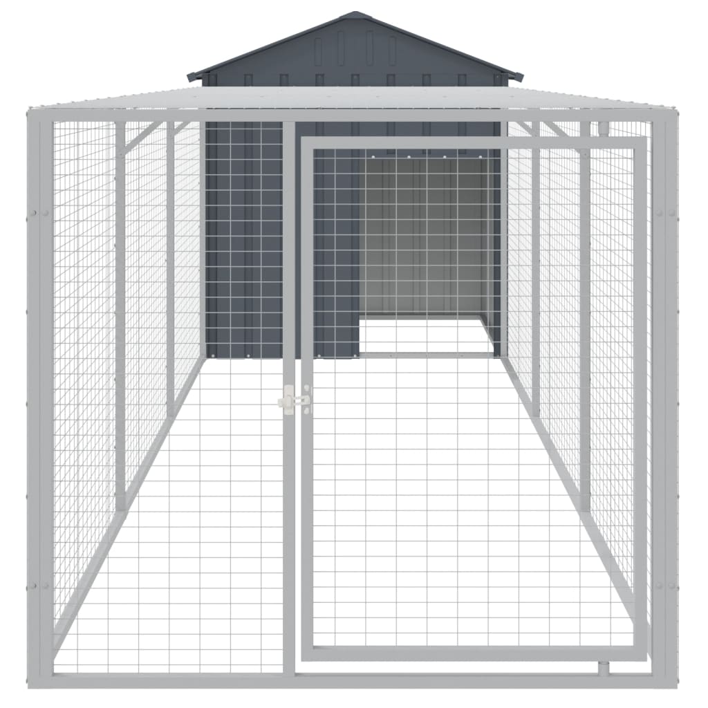 vidaXL Coteț de pui cu țarc antracit 117x405x123 cm oțel galvanizat vidaXL Coteț de pui cu țarc antracit 117x405x123 cm oțel galvanizat