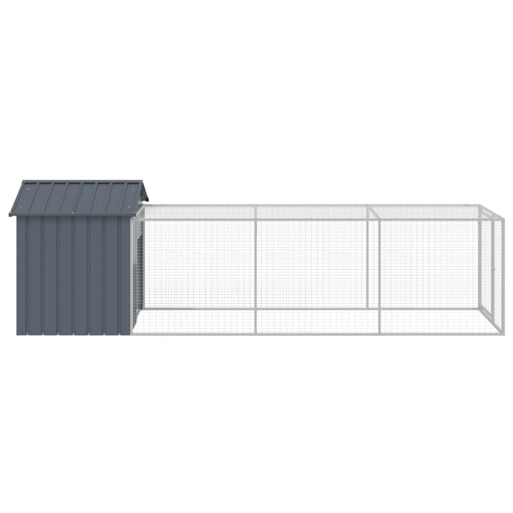 vidaXL Coteț de pui cu țarc antracit 117x405x123 cm oțel galvanizat vidaXL Coteț de pui cu țarc antracit 117x405x123 cm oțel galvanizat
