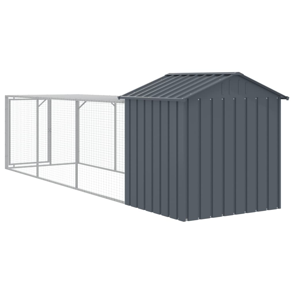 vidaXL Coteț de pui cu țarc antracit 117x405x123 cm oțel galvanizat vidaXL Coteț de pui cu țarc antracit 117x405x123 cm oțel galvanizat