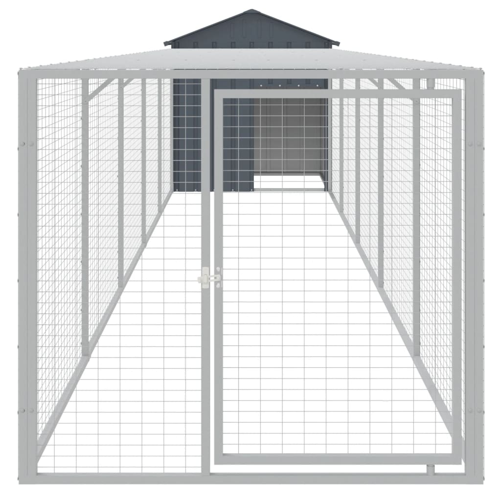 vidaXL Coteț de pui cu incintă antracit 117x609x123 cm oțel galvanizat vidaXL Coteț de pui cu incintă antracit 117x609x123 cm oțel galvanizat