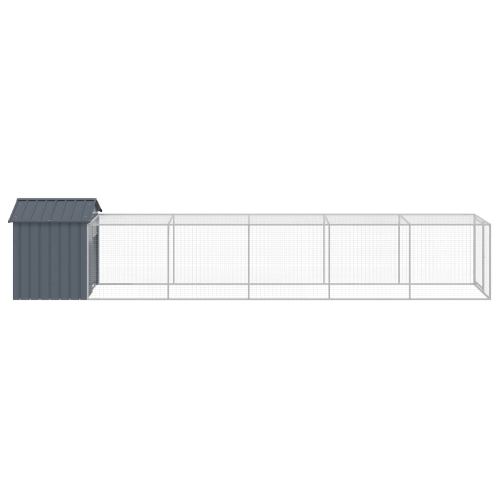 vidaXL Coteț de pui cu incintă antracit 117x609x123 cm oțel galvanizat vidaXL Coteț de pui cu incintă antracit 117x609x123 cm oțel galvanizat