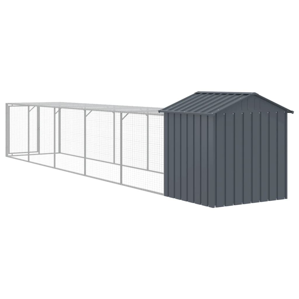 vidaXL Coteț de pui cu incintă antracit 117x609x123 cm oțel galvanizat vidaXL Coteț de pui cu incintă antracit 117x609x123 cm oțel galvanizat