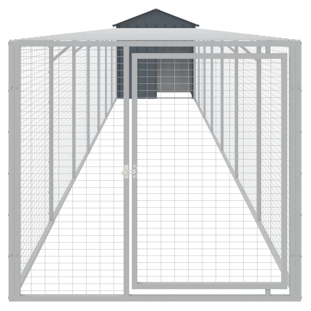 vidaXL Coteț de pui cu incintă antracit 117x813x123 cm oțel galvanizat vidaXL Coteț de pui cu incintă antracit 117x813x123 cm oțel galvanizat