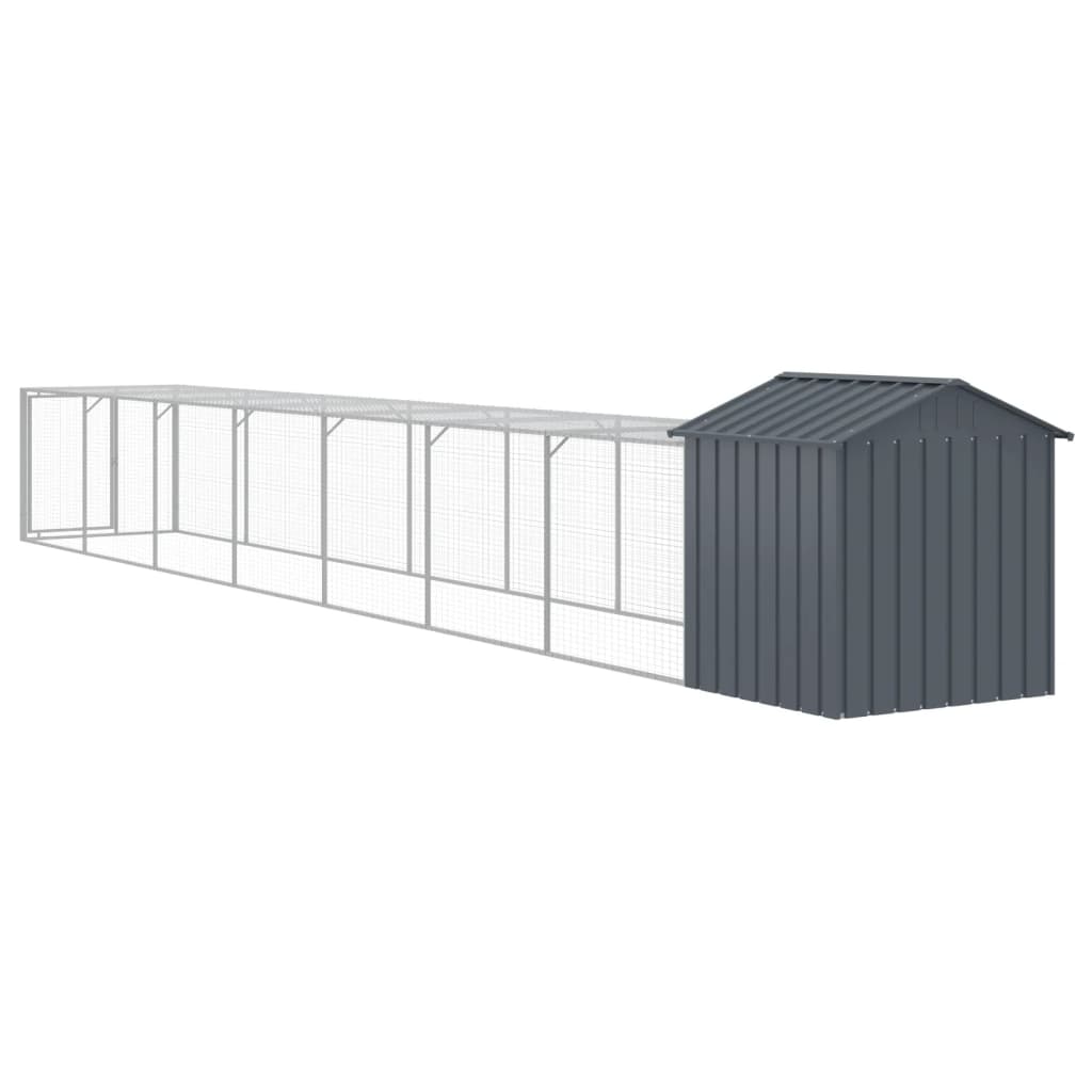 vidaXL Coteț de pui cu incintă antracit 117x813x123 cm oțel galvanizat vidaXL Coteț de pui cu incintă antracit 117x813x123 cm oțel galvanizat