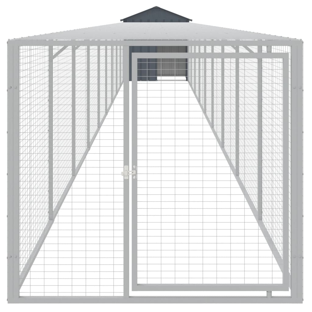 vidaXL Coteț de pui cu incintă antracit 117x1017x123cm oțel galvanizat vidaXL Coteț de pui cu incintă antracit 117x1017x123cm oțel galvanizat