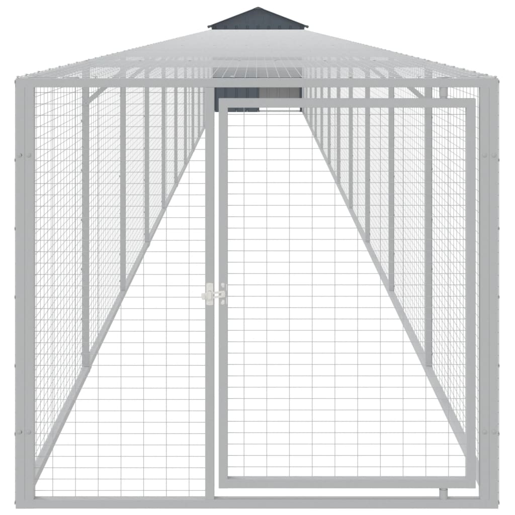 vidaXL Coteț de pui cu incintă antracit 117x1221x123cm oțel galvanizat vidaXL Coteț de pui cu incintă antracit 117x1221x123cm oțel galvanizat