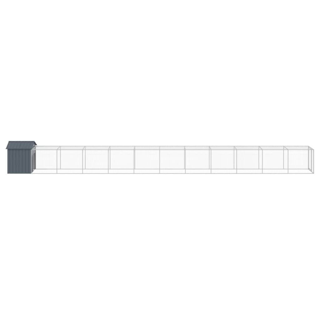 vidaXL Coteț de pui cu incintă antracit 117x1221x123cm oțel galvanizat vidaXL Coteț de pui cu incintă antracit 117x1221x123cm oțel galvanizat