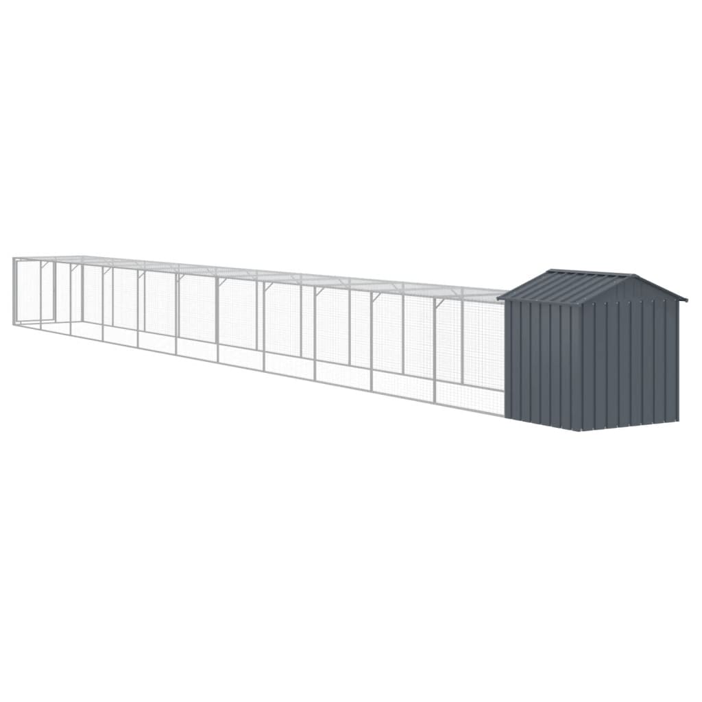 vidaXL Coteț de pui cu incintă antracit 117x1221x123cm oțel galvanizat vidaXL Coteț de pui cu incintă antracit 117x1221x123cm oțel galvanizat