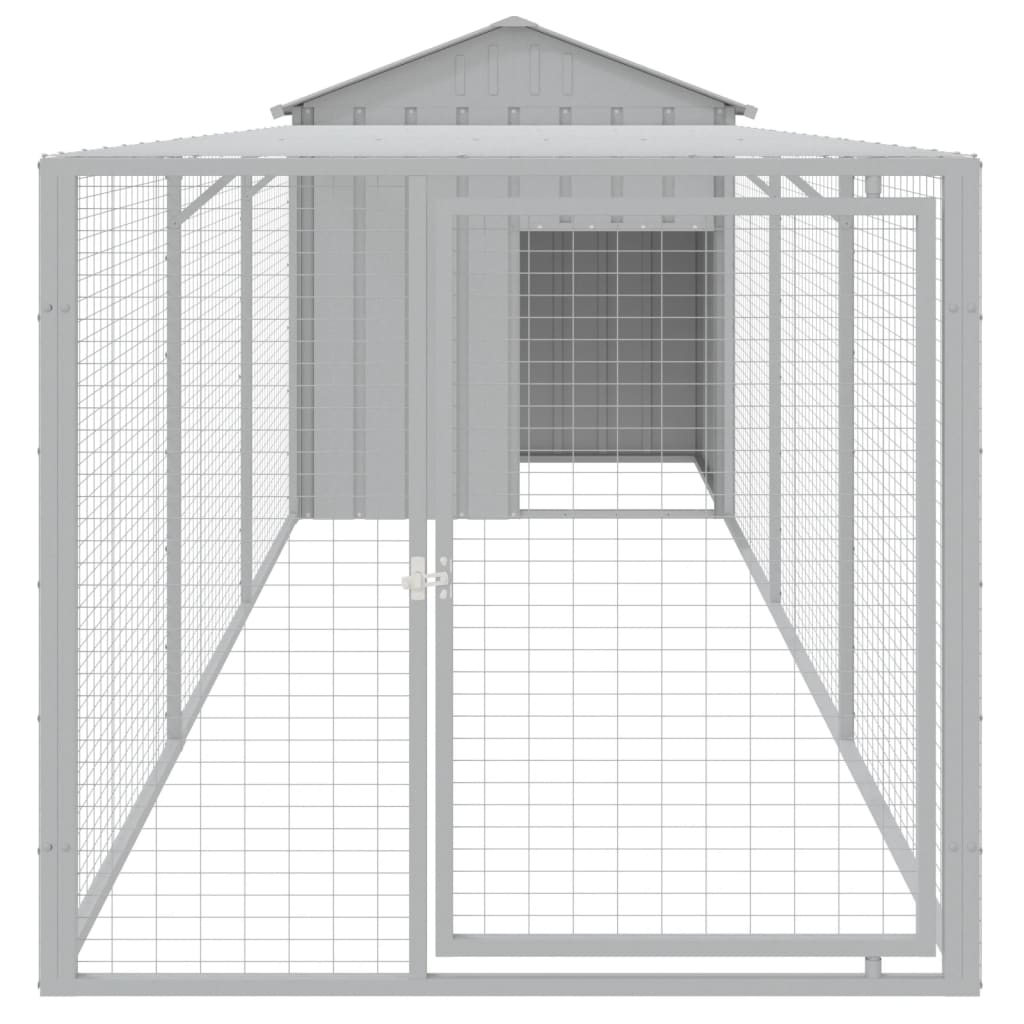 vidaXL Coteț pui cu incintă gri deschis 117x405x123 cm oțel galvanizat vidaXL Coteț pui cu incintă gri deschis 117x405x123 cm oțel galvanizat