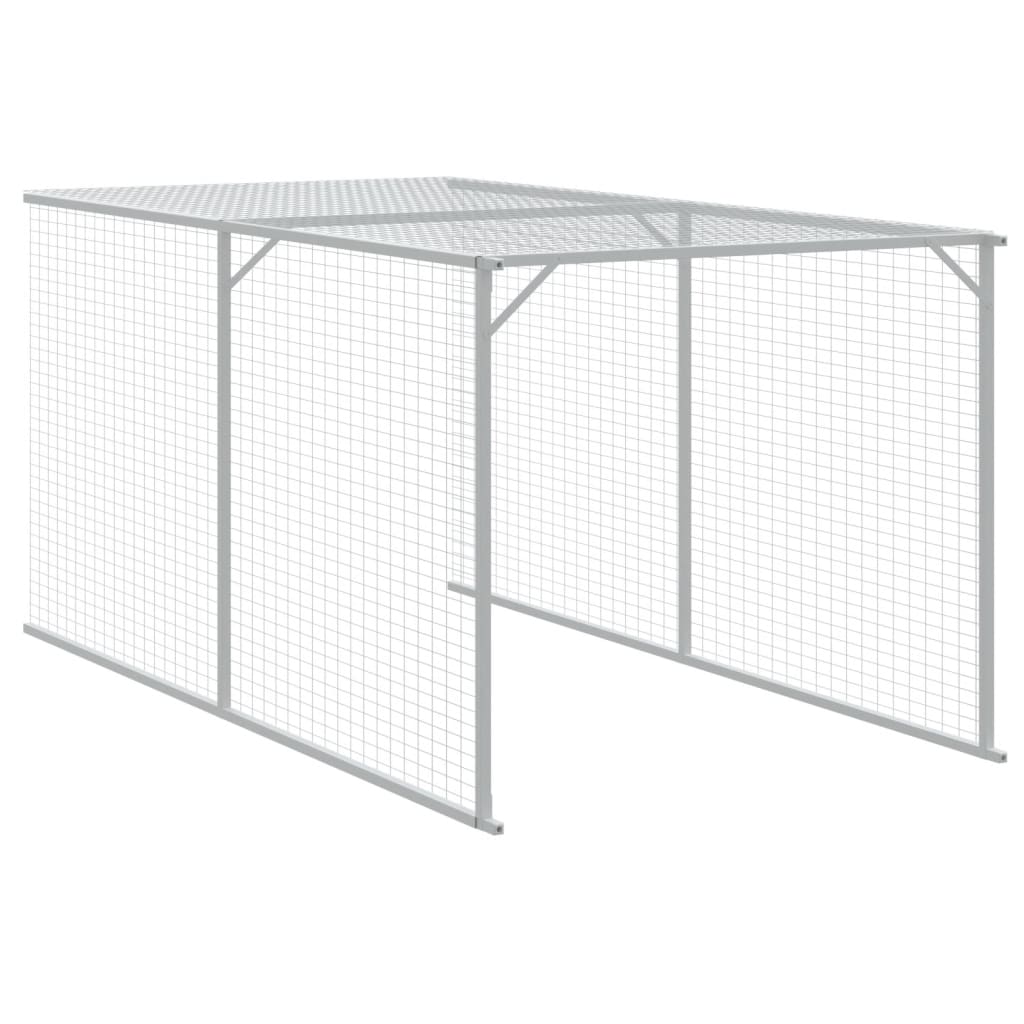 vidaXL Coteț pui cu incintă gri deschis 117x405x123 cm oțel galvanizat vidaXL Coteț pui cu incintă gri deschis 117x405x123 cm oțel galvanizat