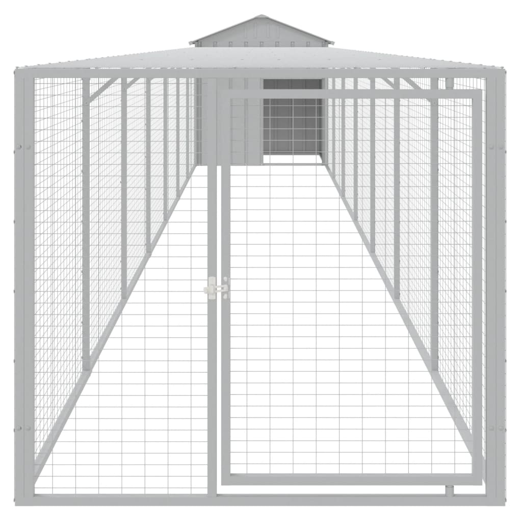 vidaXL Coteț pui cu incintă gri deschis 117x813x123 cm oțel galvanizat