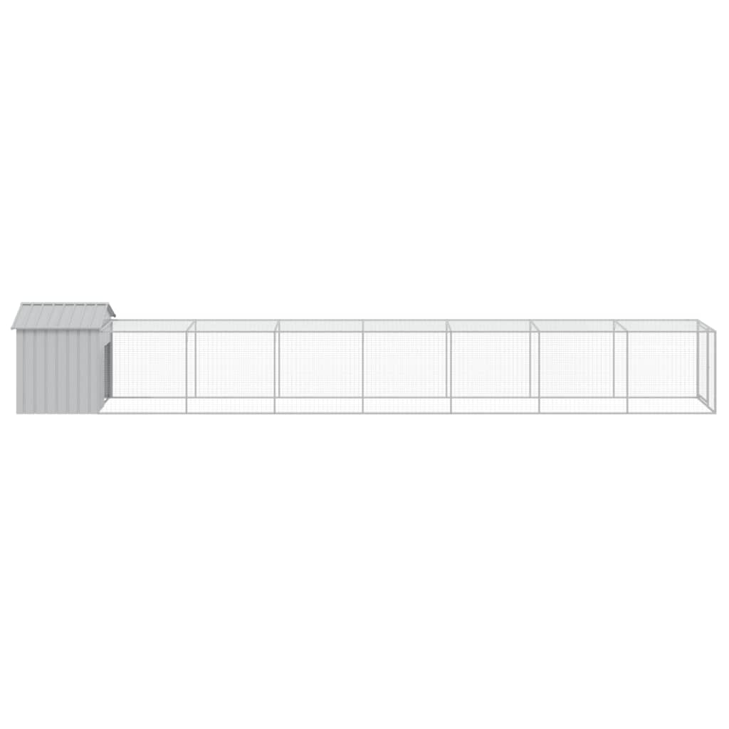 vidaXL Coteț pui cu incintă gri deschis 117x813x123 cm oțel galvanizat