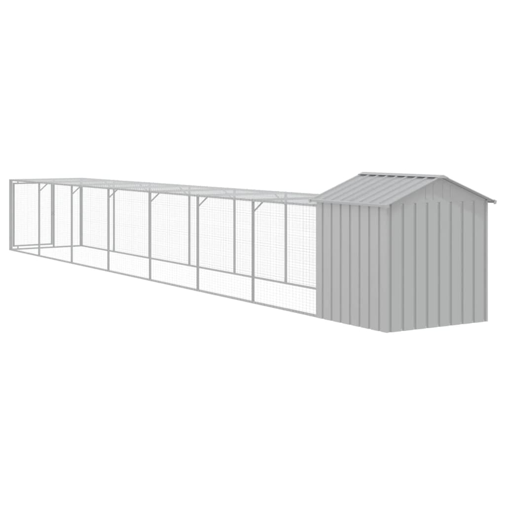 vidaXL Coteț pui cu incintă gri deschis 117x813x123 cm oțel galvanizat