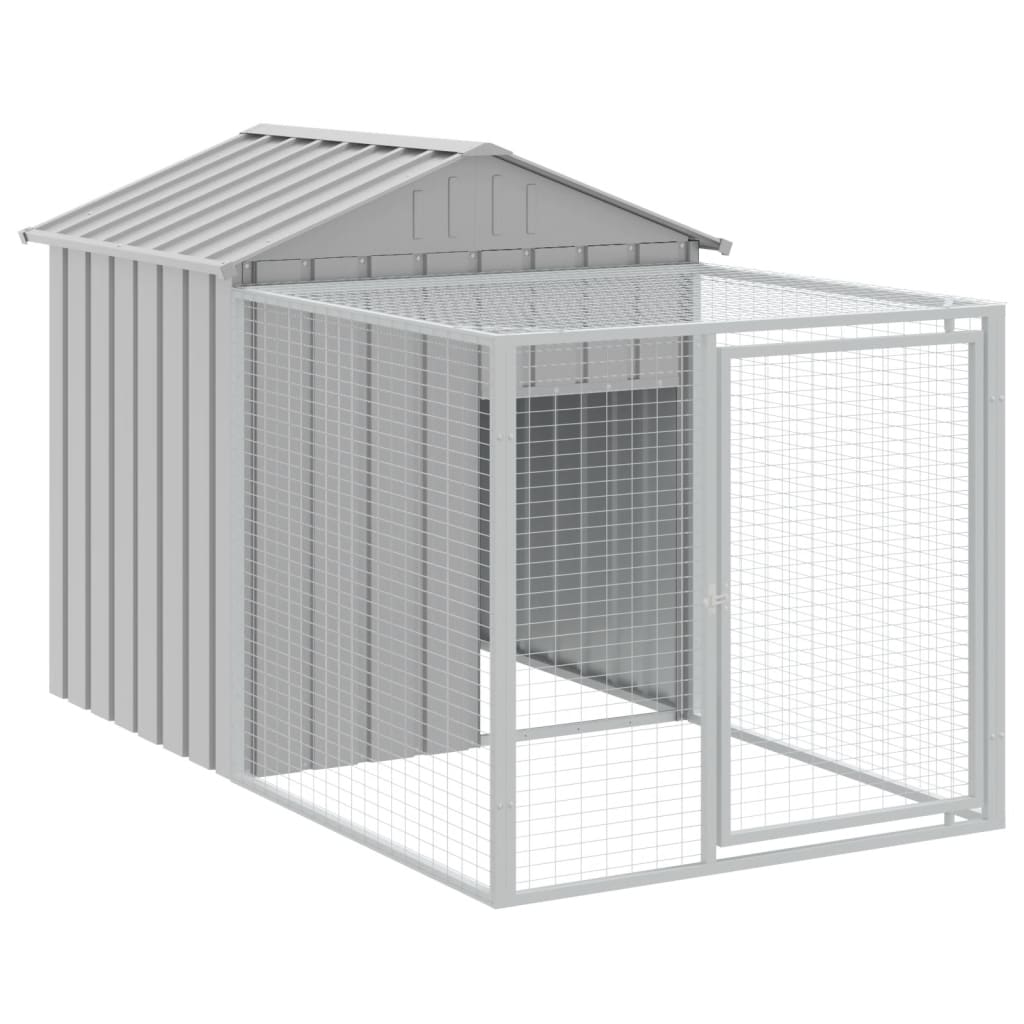 vidaXL Coteț pui cu incintă gri deschis 117x813x123 cm oțel galvanizat