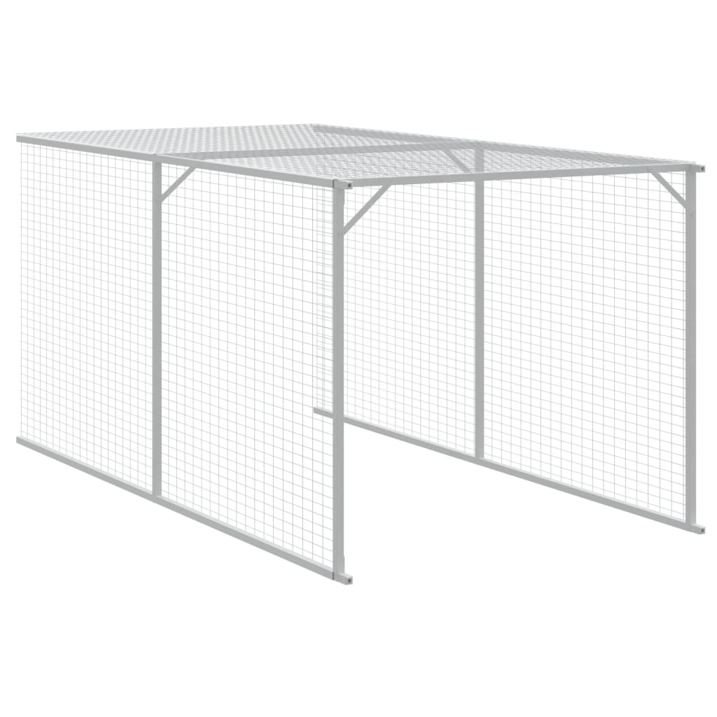 vidaXL Coteț pui cu incintă gri deschis 117x813x123 cm oțel galvanizat