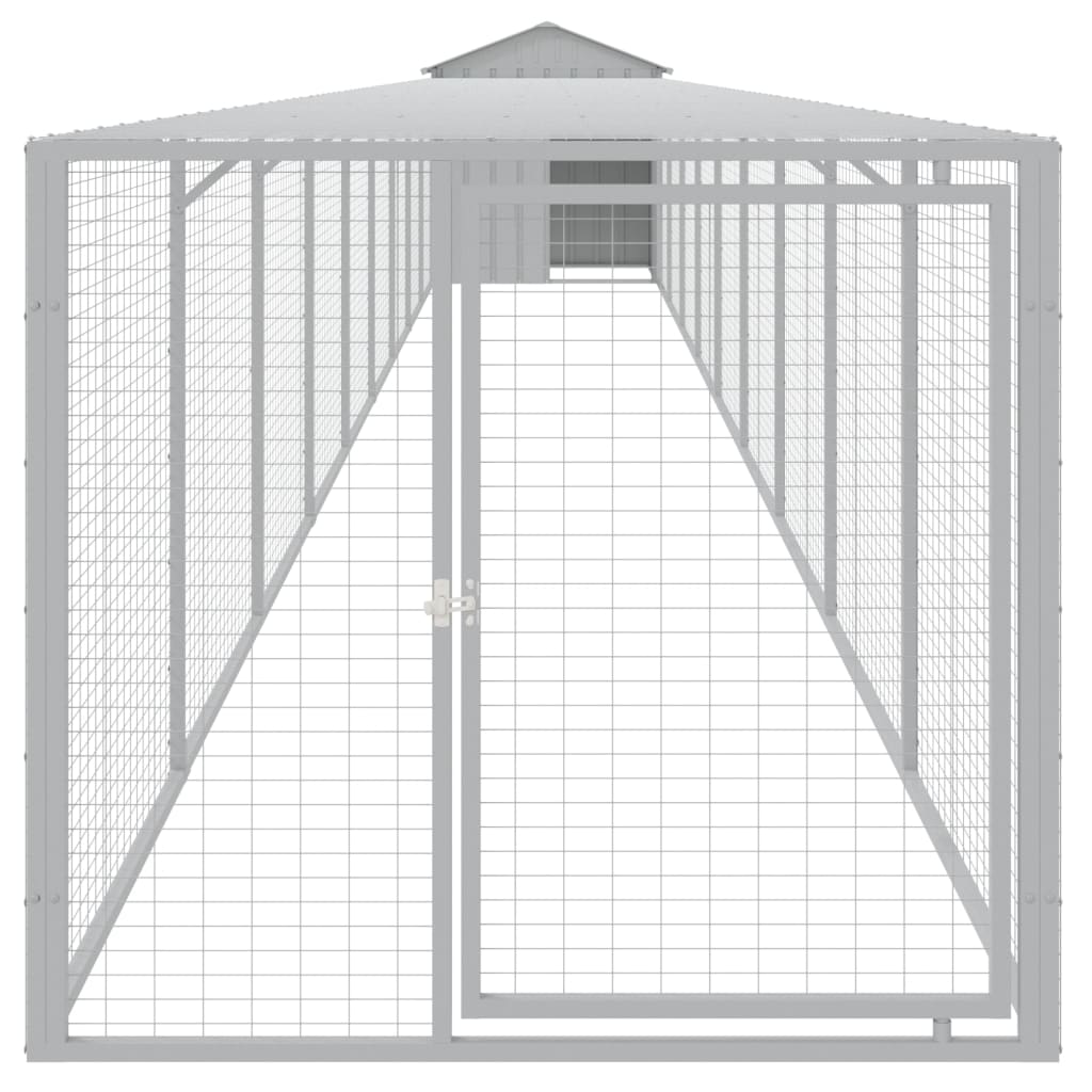 vidaXL Coteț pui cu incintă gri deschis 117x1017x123cm oțel galvanizat vidaXL Coteț pui cu incintă gri deschis 117x1017x123cm oțel galvanizat