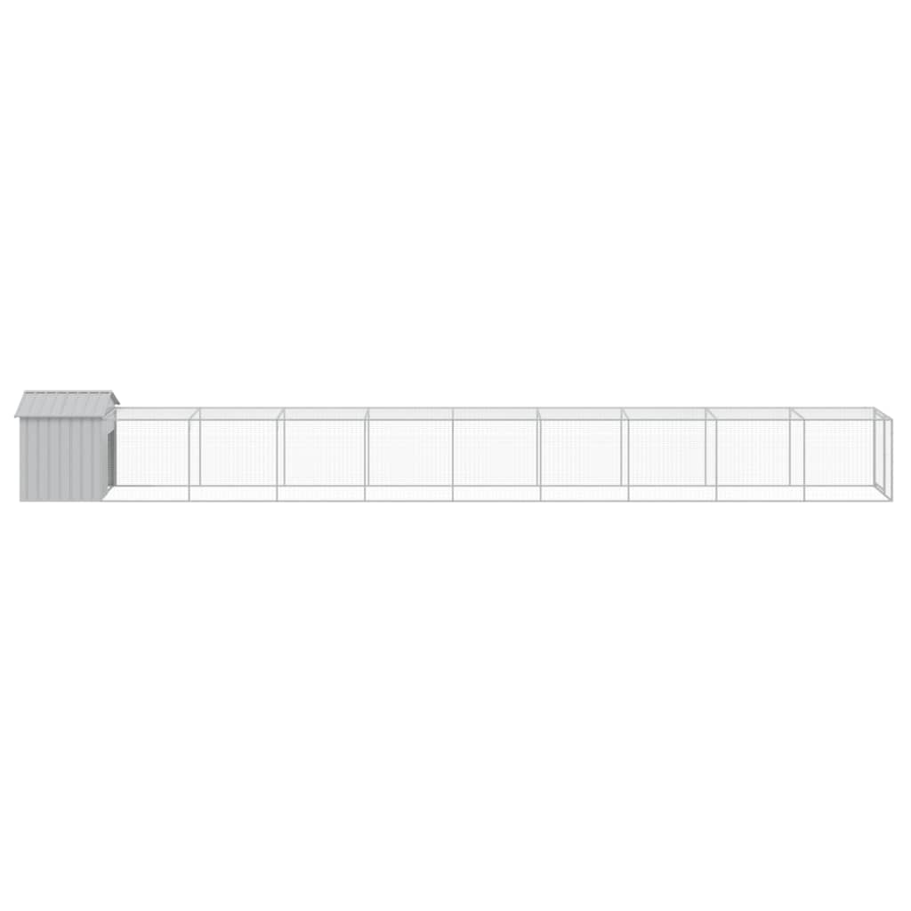 vidaXL Coteț pui cu incintă gri deschis 117x1017x123cm oțel galvanizat vidaXL Coteț pui cu incintă gri deschis 117x1017x123cm oțel galvanizat