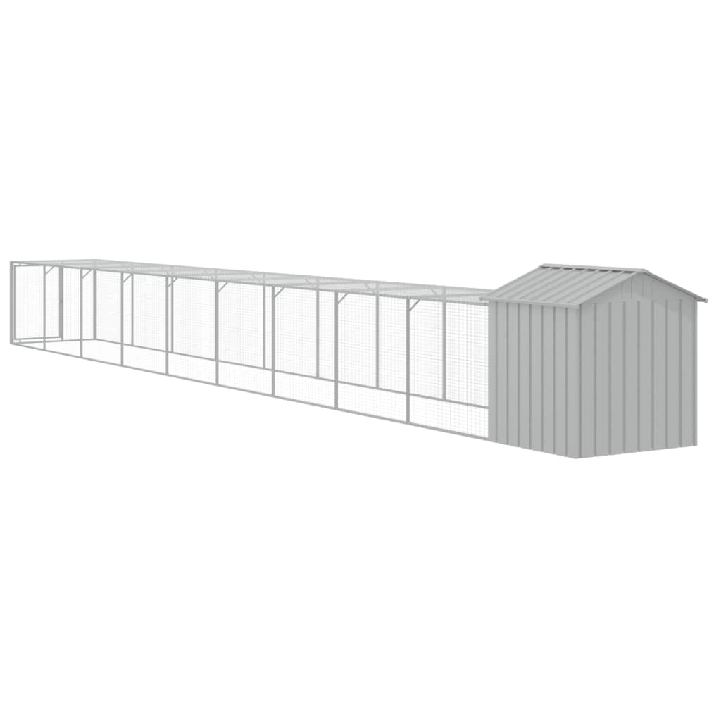 vidaXL Coteț pui cu incintă gri deschis 117x1017x123cm oțel galvanizat vidaXL Coteț pui cu incintă gri deschis 117x1017x123cm oțel galvanizat