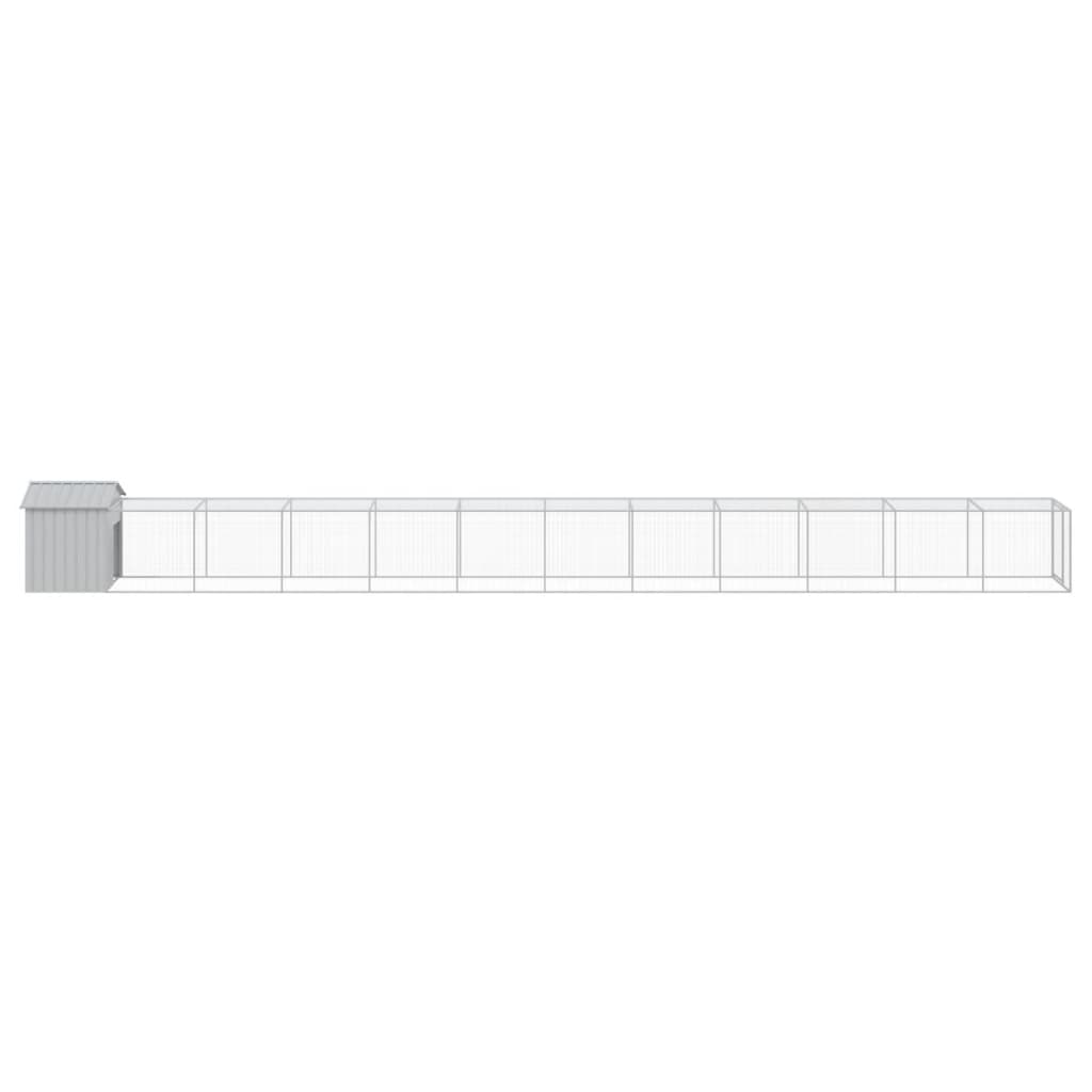 vidaXL Coteț pui cu incintă gri deschis 117x1221x123cm oțel galvanizat vidaXL Coteț pui cu incintă gri deschis 117x1221x123cm oțel galvanizat