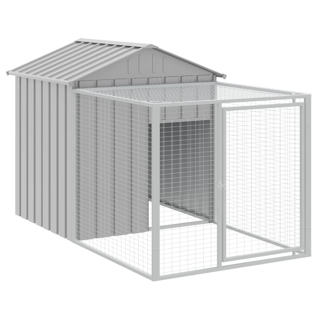 vidaXL Coteț pui cu incintă gri deschis 117x1221x123cm oțel galvanizat vidaXL Coteț pui cu incintă gri deschis 117x1221x123cm oțel galvanizat