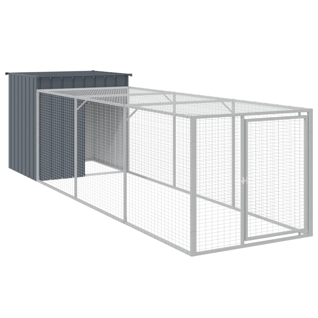 vidaXL Coteț de pui cu incintă antracit 110x405x110 cm oțel galvanizat vidaXL Coteț de pui cu incintă antracit 110x405x110 cm oțel galvanizat