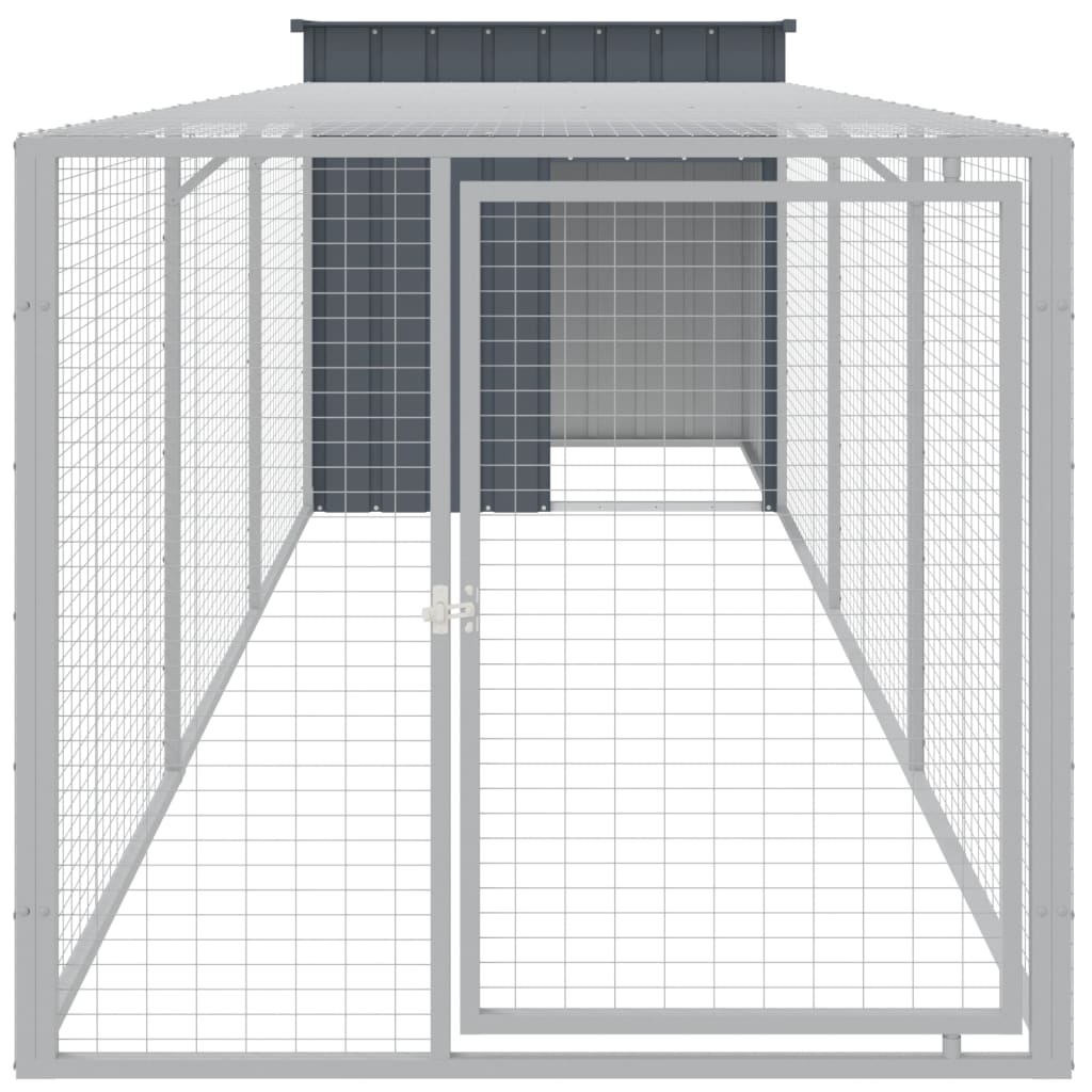 vidaXL Coteț de pui cu incintă antracit 110x405x110 cm oțel galvanizat vidaXL Coteț de pui cu incintă antracit 110x405x110 cm oțel galvanizat