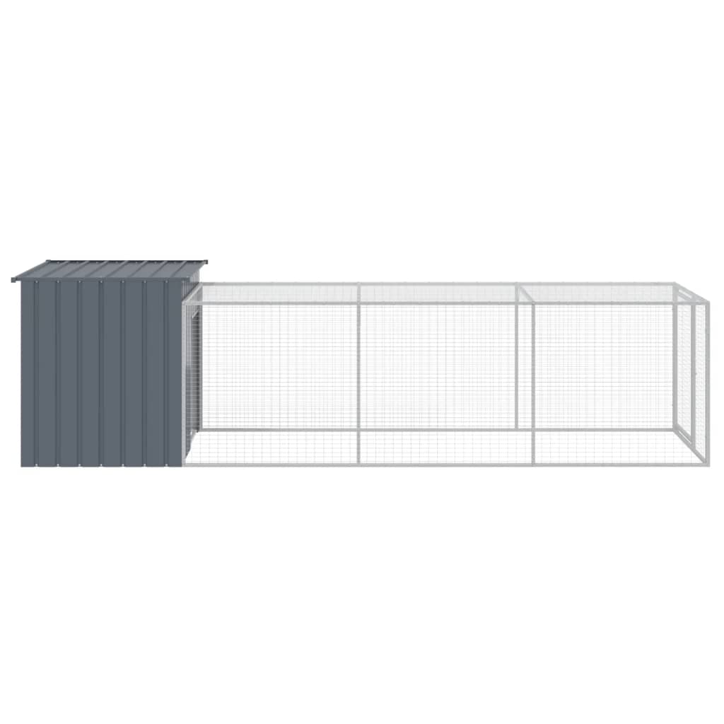 vidaXL Coteț de pui cu incintă antracit 110x405x110 cm oțel galvanizat vidaXL Coteț de pui cu incintă antracit 110x405x110 cm oțel galvanizat