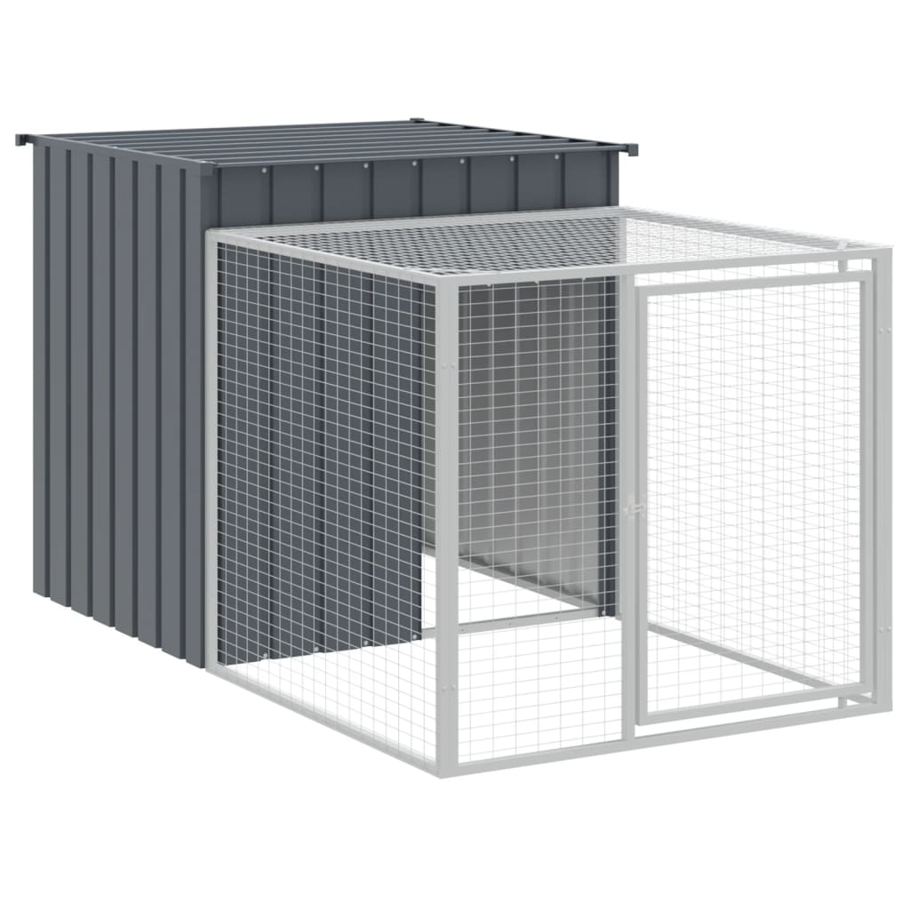 vidaXL Coteț de pui cu incintă antracit 110x405x110 cm oțel galvanizat vidaXL Coteț de pui cu incintă antracit 110x405x110 cm oțel galvanizat