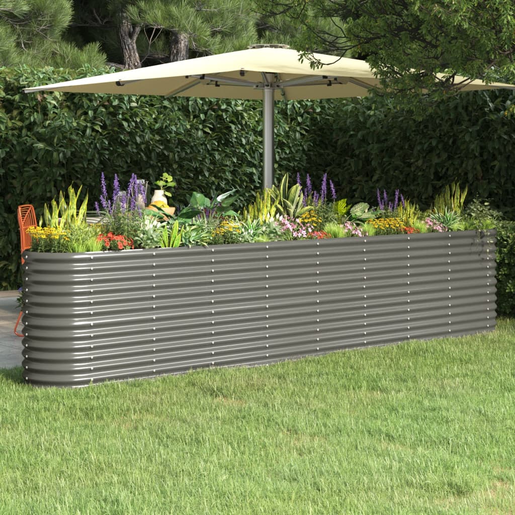 vidaXL Strat înălțat grădină gri 332x40x68cm oțel galvanizat