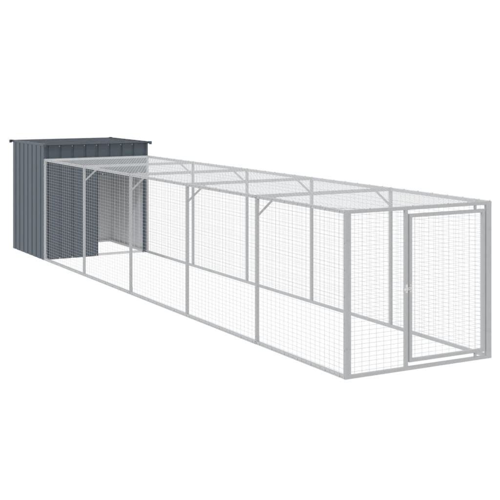 vidaXL Coteț de pui cu incintă antracit 110x609x110 cm oțel galvanizat