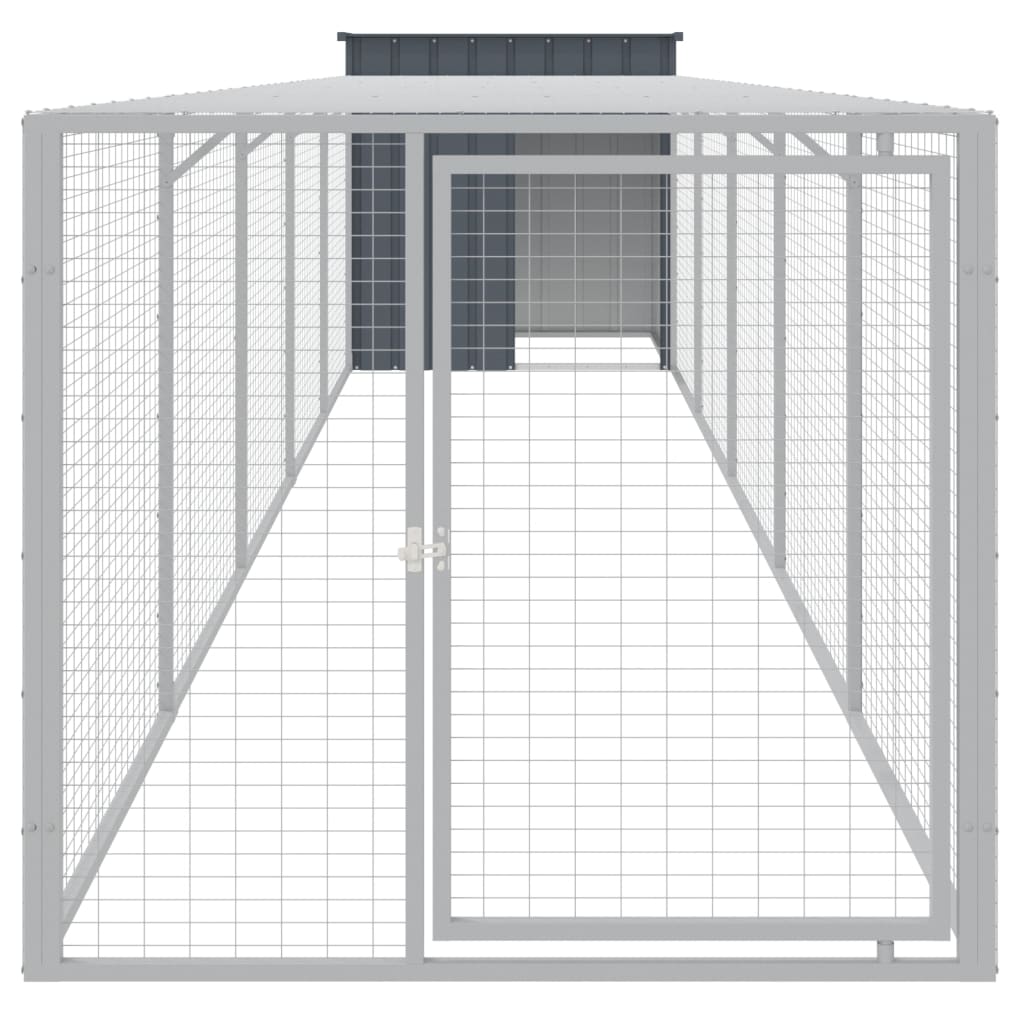 vidaXL Coteț de pui cu incintă antracit 110x609x110 cm oțel galvanizat