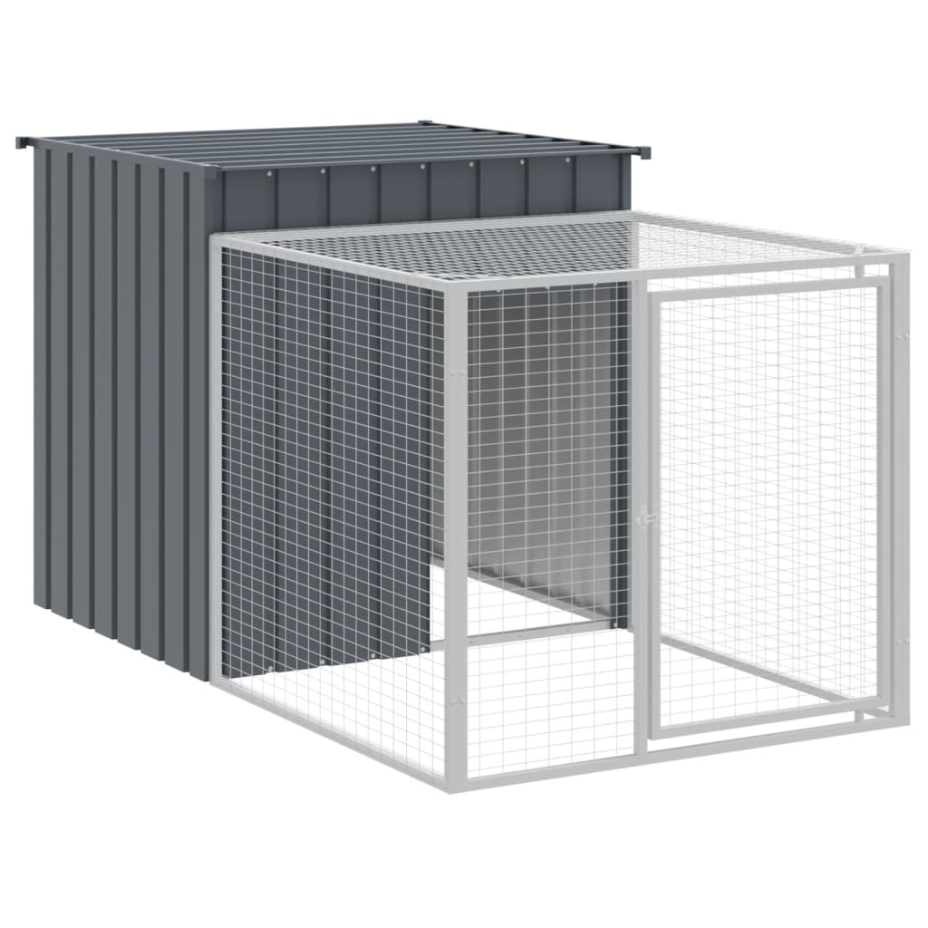 vidaXL Coteț de pui cu incintă antracit 110x609x110 cm oțel galvanizat