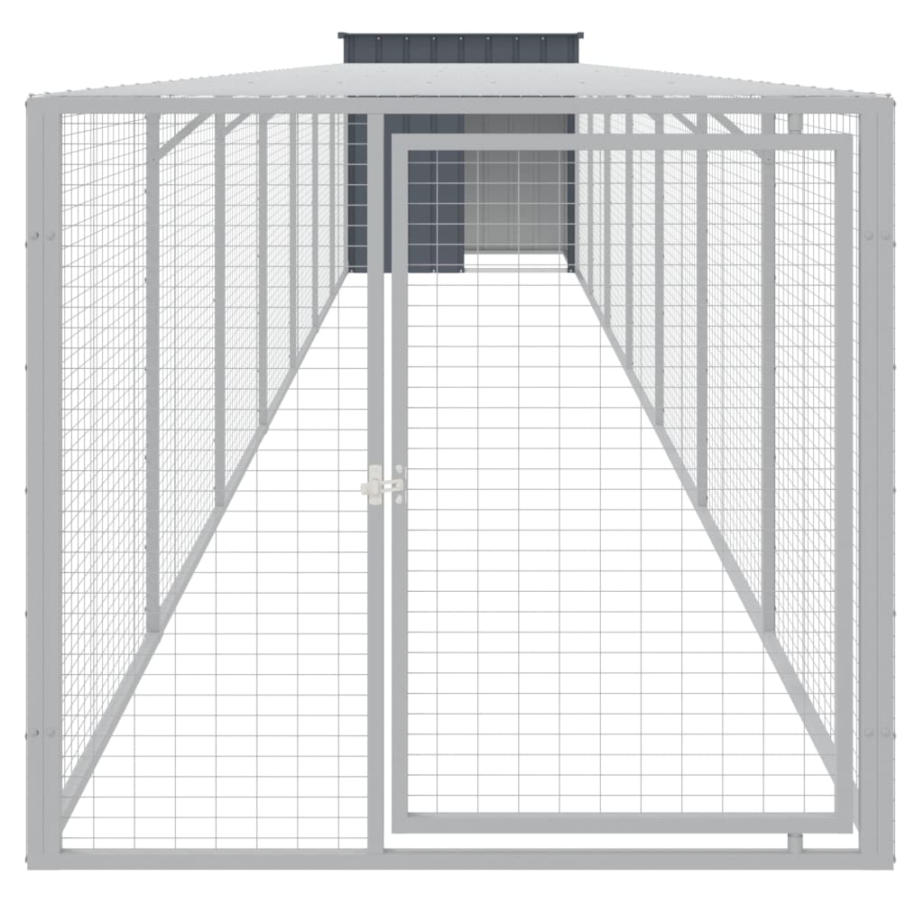 vidaXL Coteț de pui cu incintă antracit 110x813x110 cm oțel galvanizat vidaXL Coteț de pui cu incintă antracit 110x813x110 cm oțel galvanizat