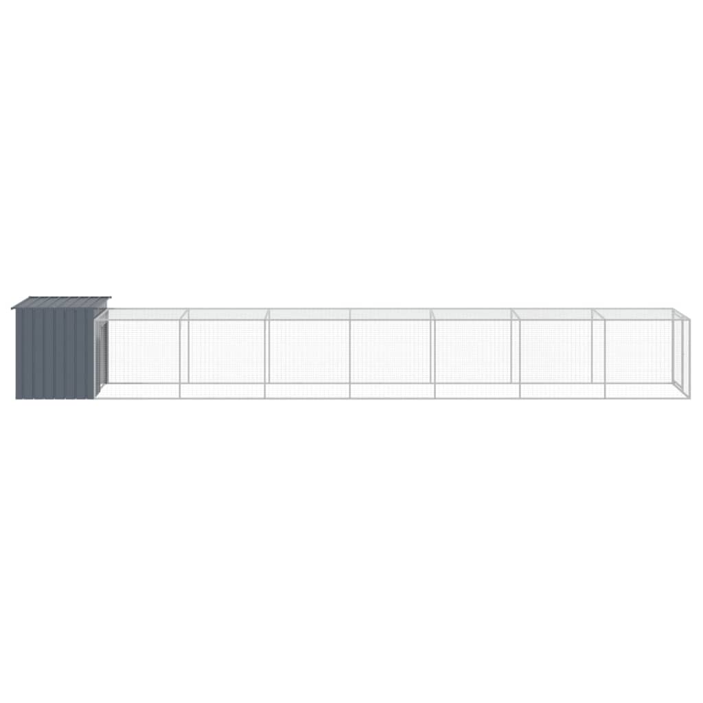 vidaXL Coteț de pui cu incintă antracit 110x813x110 cm oțel galvanizat vidaXL Coteț de pui cu incintă antracit 110x813x110 cm oțel galvanizat