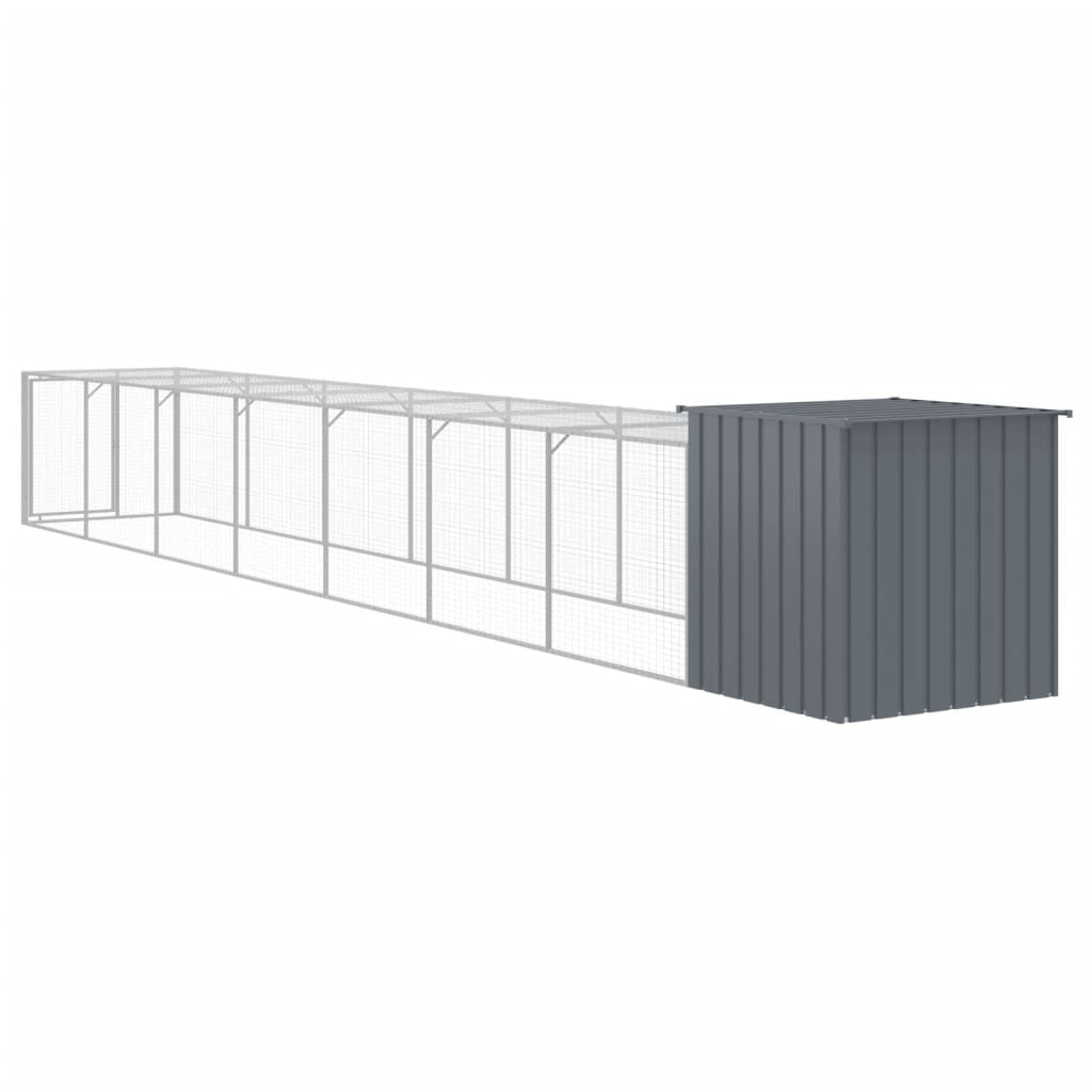vidaXL Coteț de pui cu incintă antracit 110x813x110 cm oțel galvanizat vidaXL Coteț de pui cu incintă antracit 110x813x110 cm oțel galvanizat