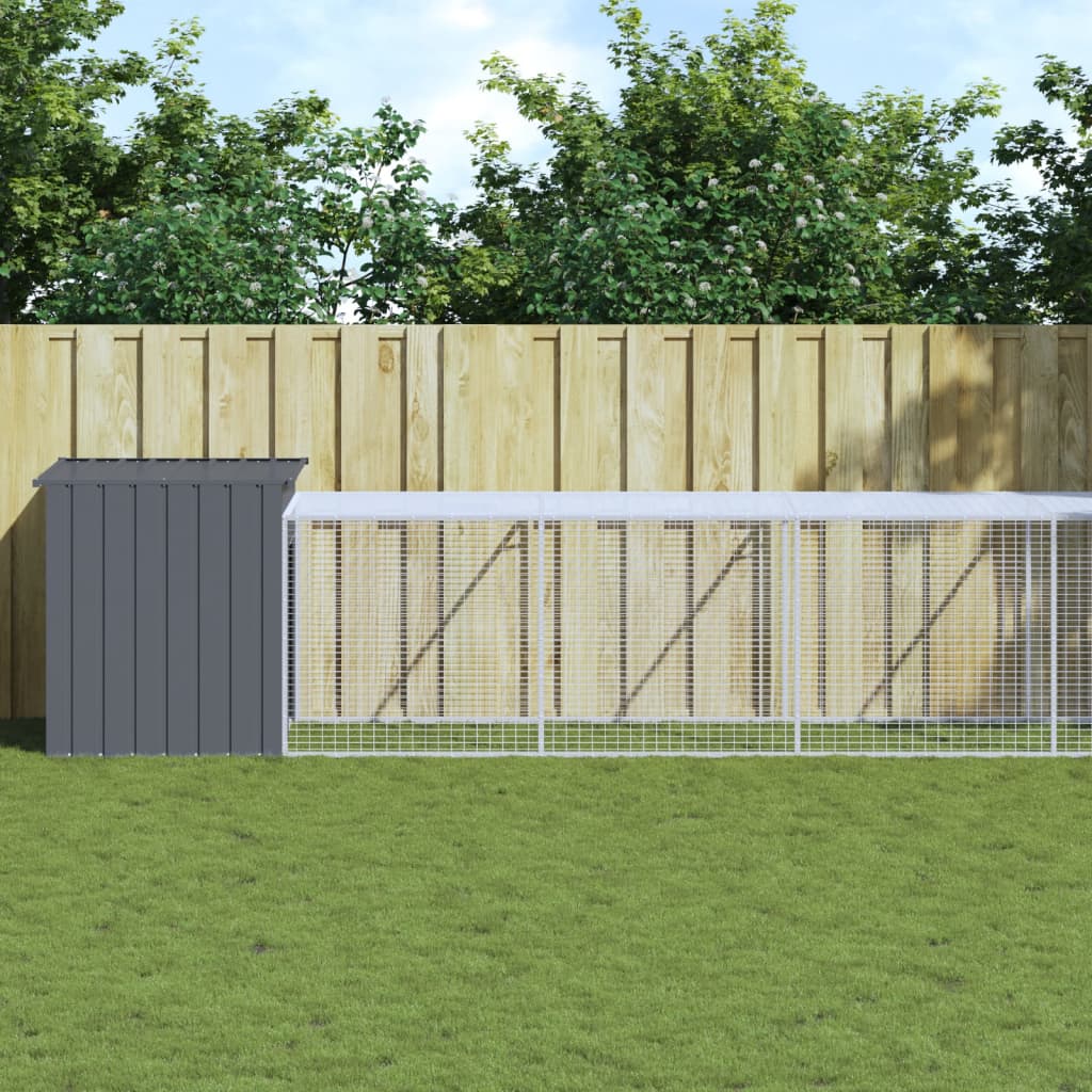 vidaXL Coteț de pui cu incintă antracit 110x813x110 cm oțel galvanizat vidaXL Coteț de pui cu incintă antracit 110x813x110 cm oțel galvanizat
