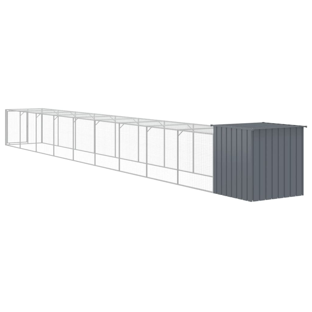 vidaXL Coteț de pui cu incintă antracit 110x1017x110cm oțel galvanizat vidaXL Coteț de pui cu incintă antracit 110x1017x110cm oțel galvanizat