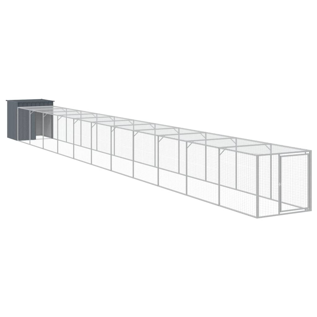 vidaXL Coteț de pui cu incintă antracit 110x1221x110cm oțel galvanizat vidaXL Coteț de pui cu incintă antracit 110x1221x110cm oțel galvanizat