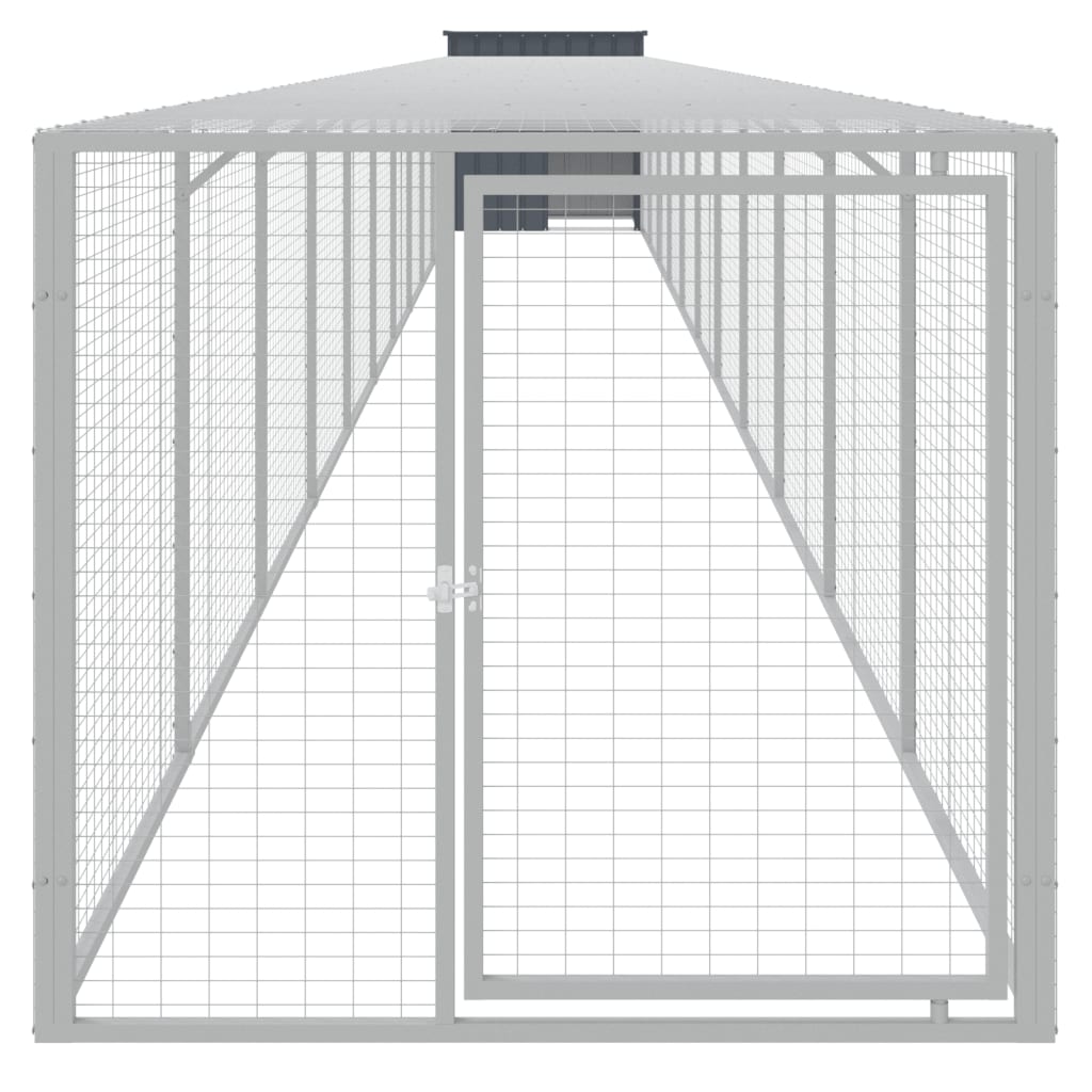 vidaXL Coteț de pui cu incintă antracit 110x1221x110cm oțel galvanizat vidaXL Coteț de pui cu incintă antracit 110x1221x110cm oțel galvanizat