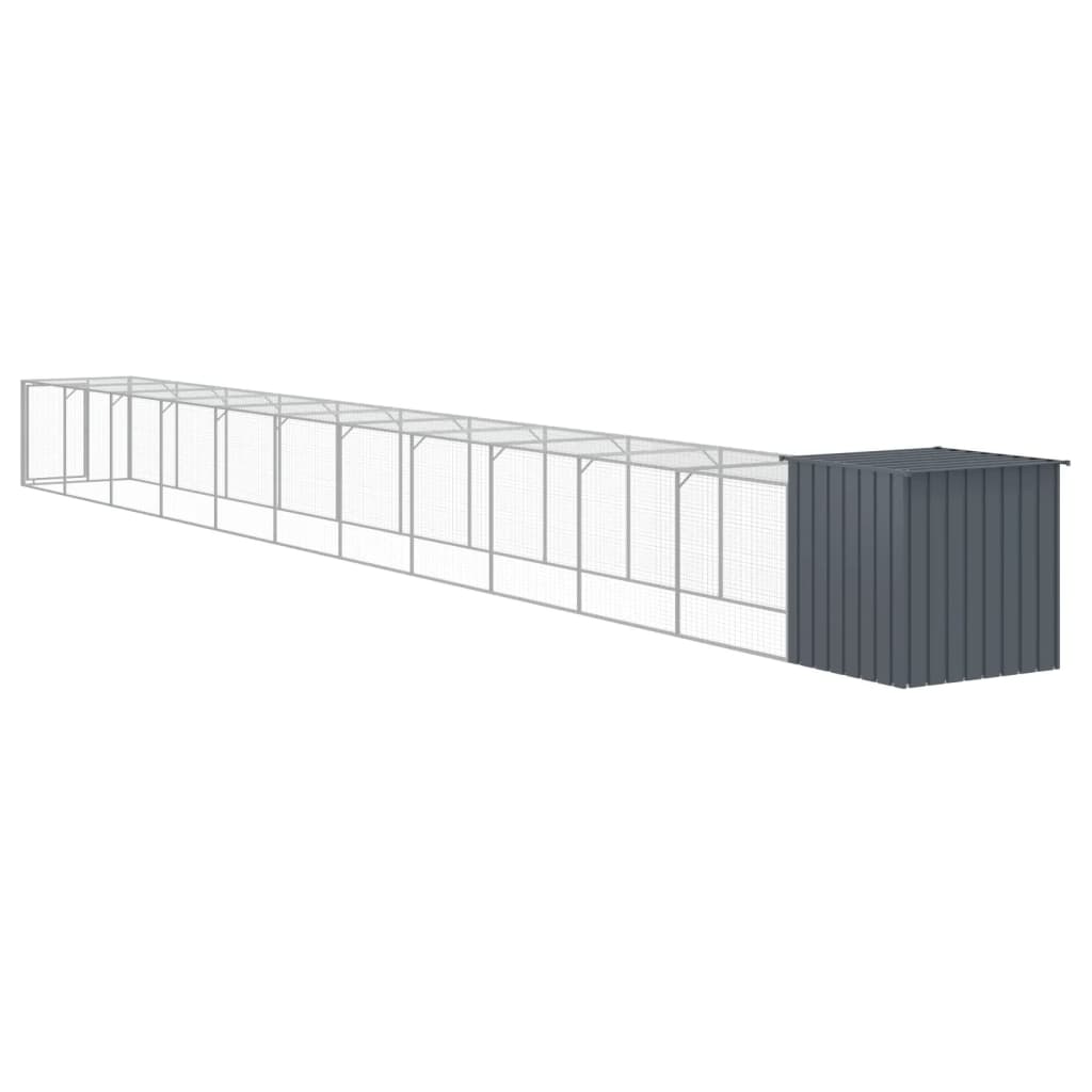 vidaXL Coteț de pui cu incintă antracit 110x1221x110cm oțel galvanizat vidaXL Coteț de pui cu incintă antracit 110x1221x110cm oțel galvanizat