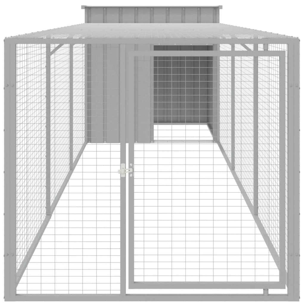 vidaXL Coteț pui cu incintă gri deschis 110x405x110 cm oțel galvanizat
