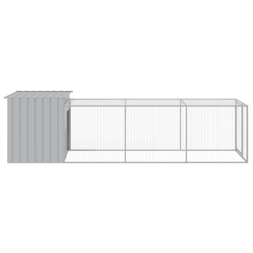 vidaXL Coteț pui cu incintă gri deschis 110x405x110 cm oțel galvanizat
