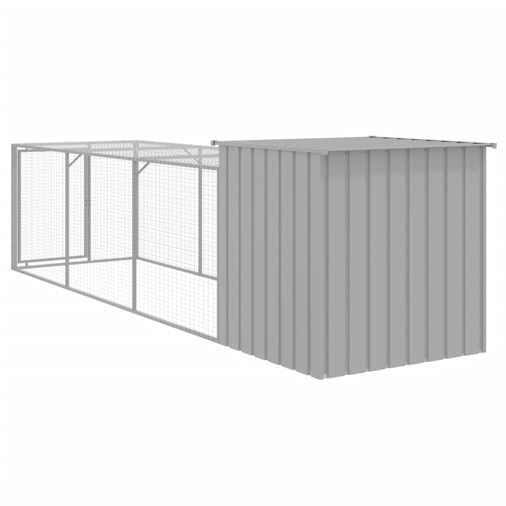 vidaXL Coteț pui cu incintă gri deschis 110x405x110 cm oțel galvanizat