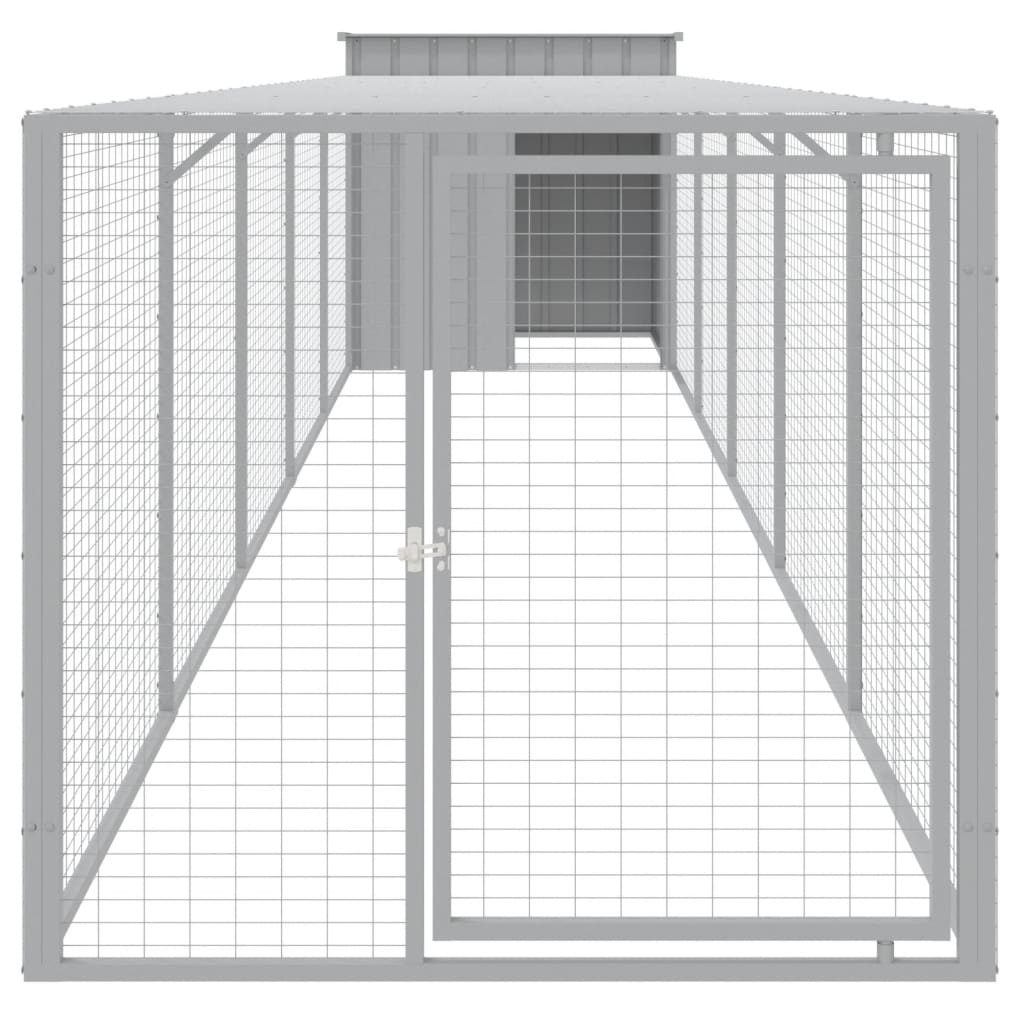 vidaXL Coteț pui cu incintă gri deschis 110x609x110 cm oțel galvanizat vidaXL Coteț pui cu incintă gri deschis 110x609x110 cm oțel galvanizat