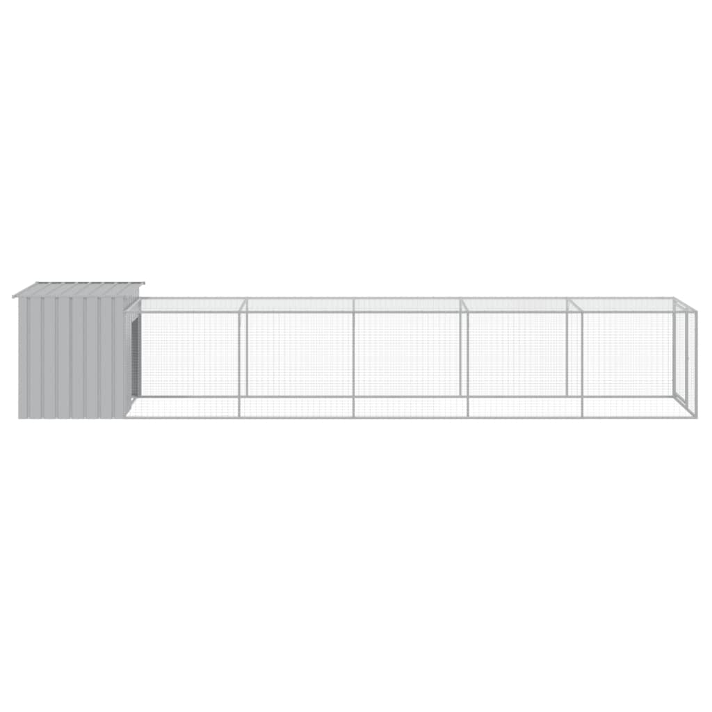 vidaXL Coteț pui cu incintă gri deschis 110x609x110 cm oțel galvanizat vidaXL Coteț pui cu incintă gri deschis 110x609x110 cm oțel galvanizat