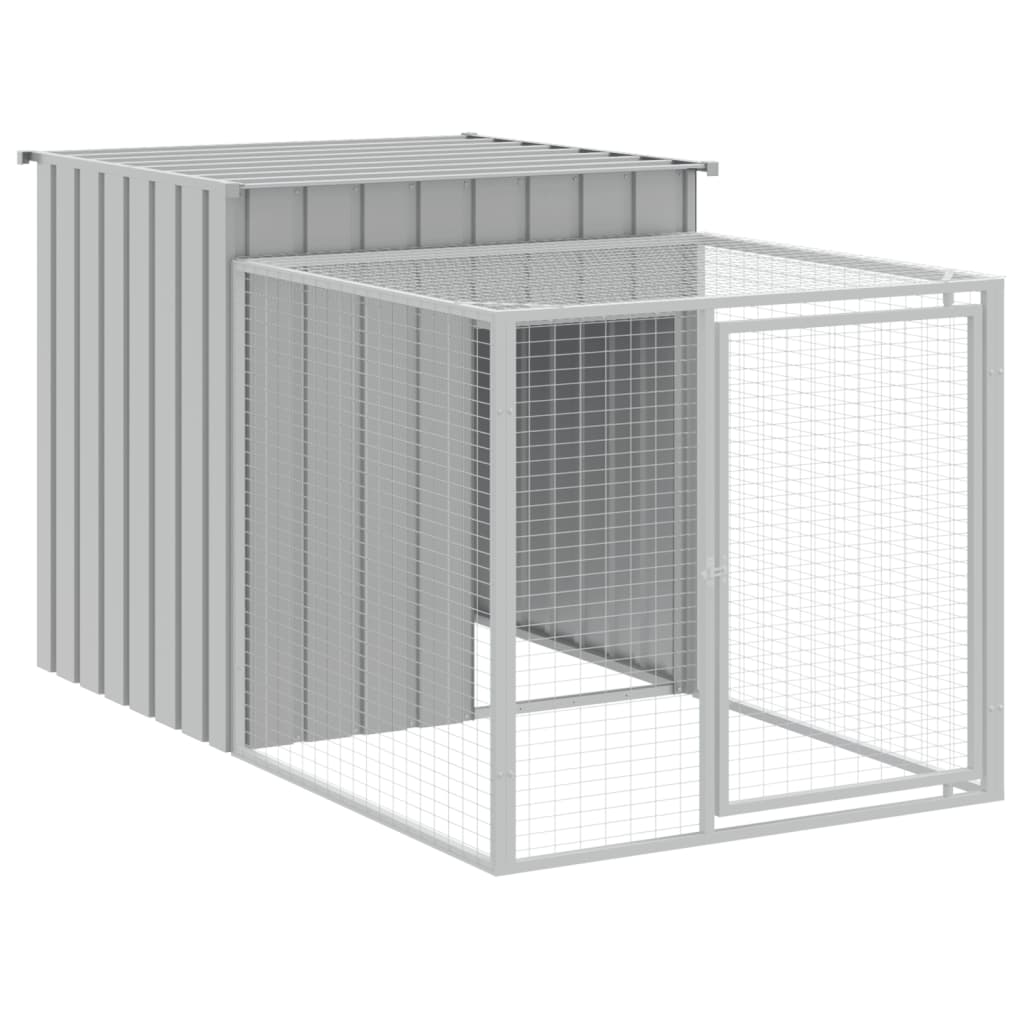 vidaXL Coteț pui cu incintă gri deschis 110x609x110 cm oțel galvanizat vidaXL Coteț pui cu incintă gri deschis 110x609x110 cm oțel galvanizat