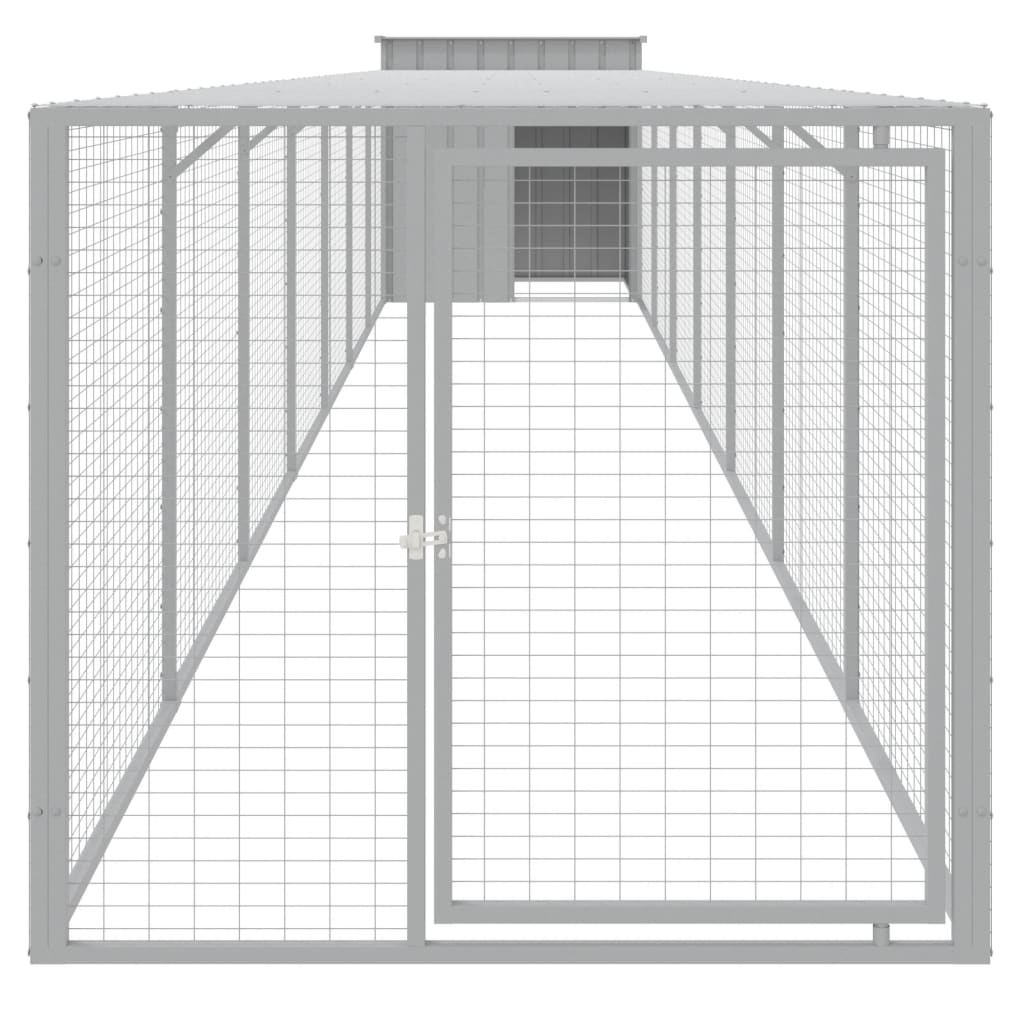 vidaXL Coteț pui cu incintă gri deschis 110x813x110 cm oțel galvanizat vidaXL Coteț pui cu incintă gri deschis 110x813x110 cm oțel galvanizat