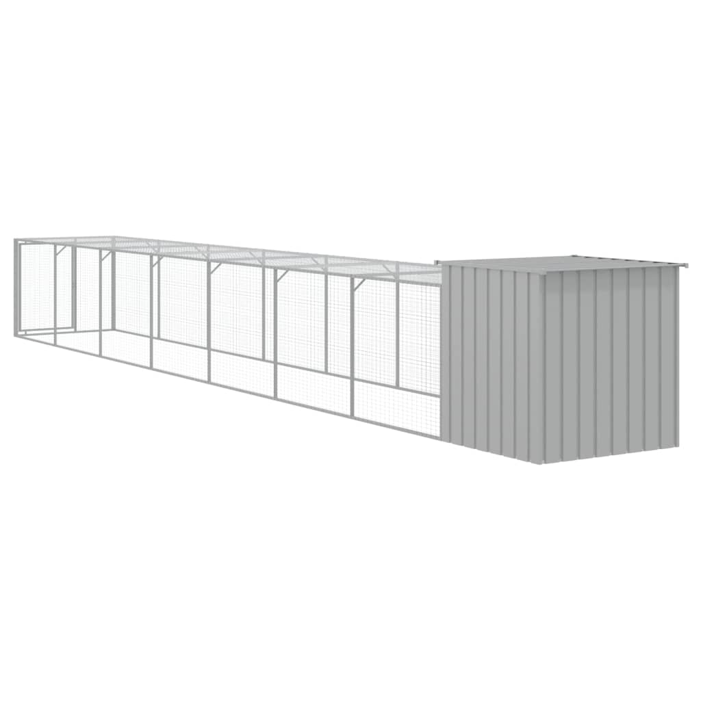 vidaXL Coteț pui cu incintă gri deschis 110x813x110 cm oțel galvanizat vidaXL Coteț pui cu incintă gri deschis 110x813x110 cm oțel galvanizat