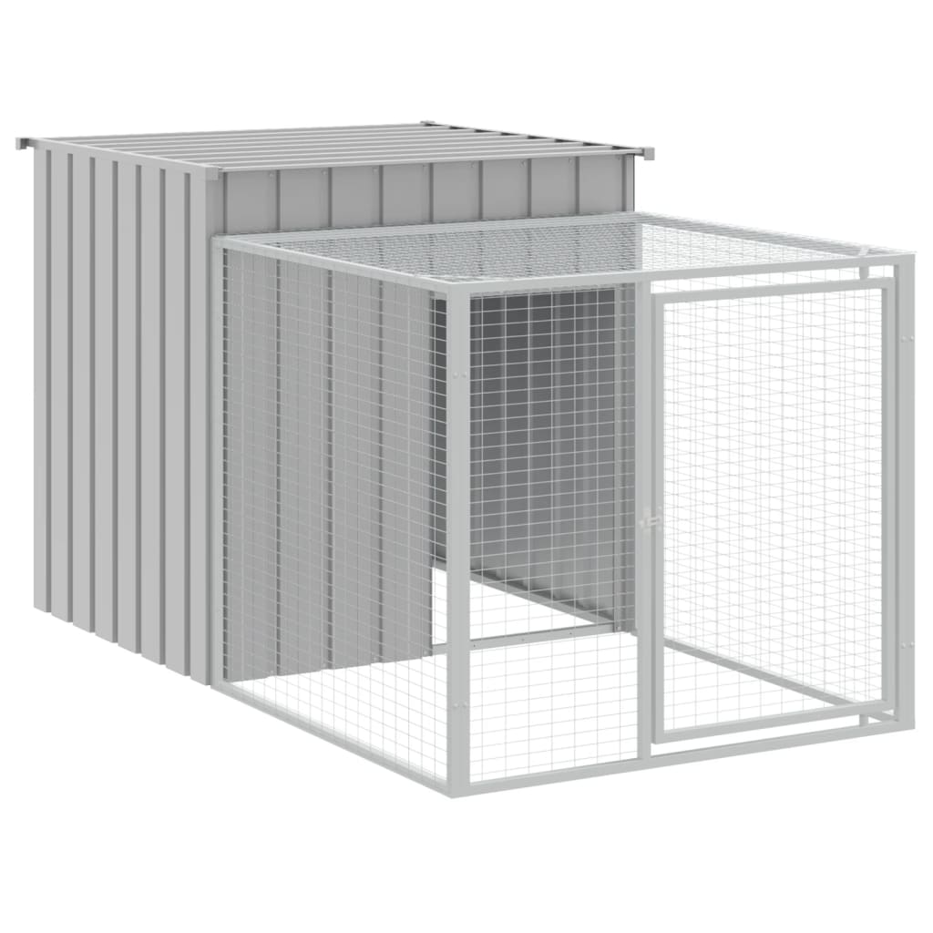 vidaXL Coteț pui cu incintă gri deschis 110x813x110 cm oțel galvanizat vidaXL Coteț pui cu incintă gri deschis 110x813x110 cm oțel galvanizat