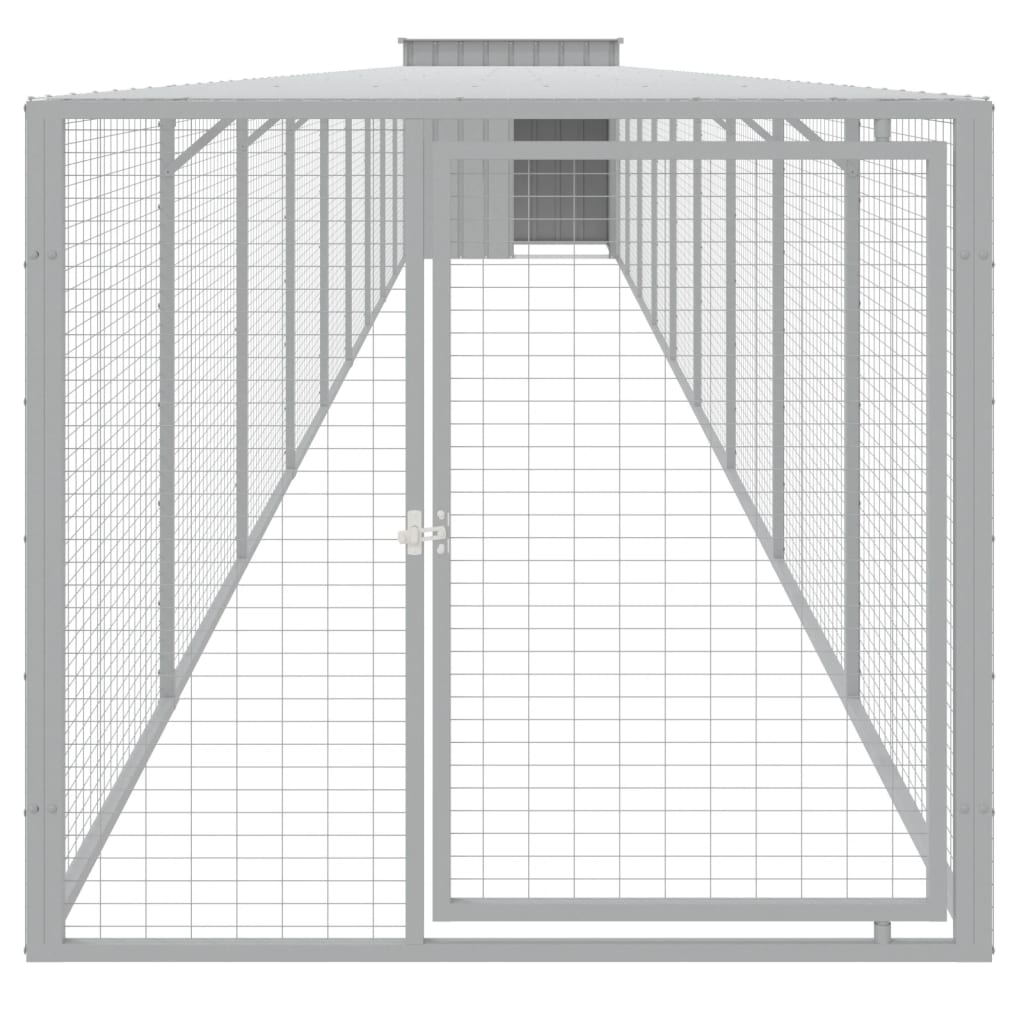 vidaXL Coteț pui cu incintă gri deschis 110x1017x110cm oțel galvanizat vidaXL Coteț pui cu incintă gri deschis 110x1017x110cm oțel galvanizat